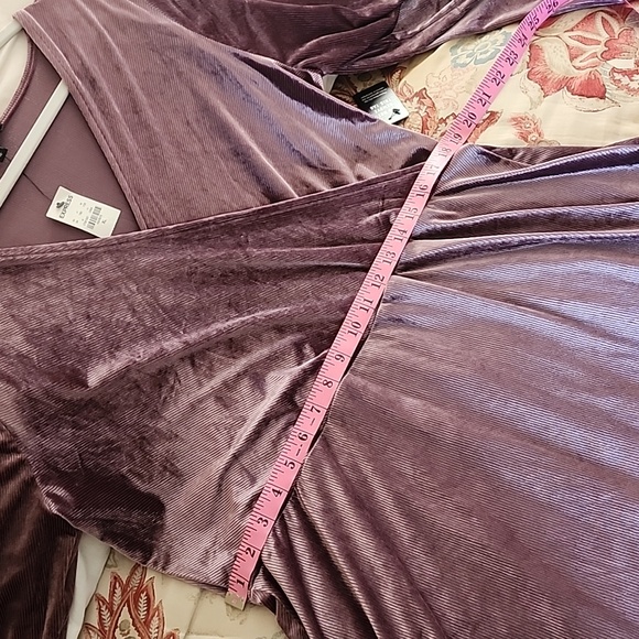 Express Velvet Surplice Fit and Flare Dress - Picture 8 of 9